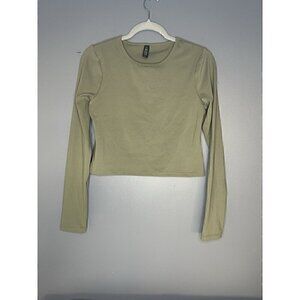 Cotton On Body Women's Essential Fitted Cropped Top Sage Green Size Large